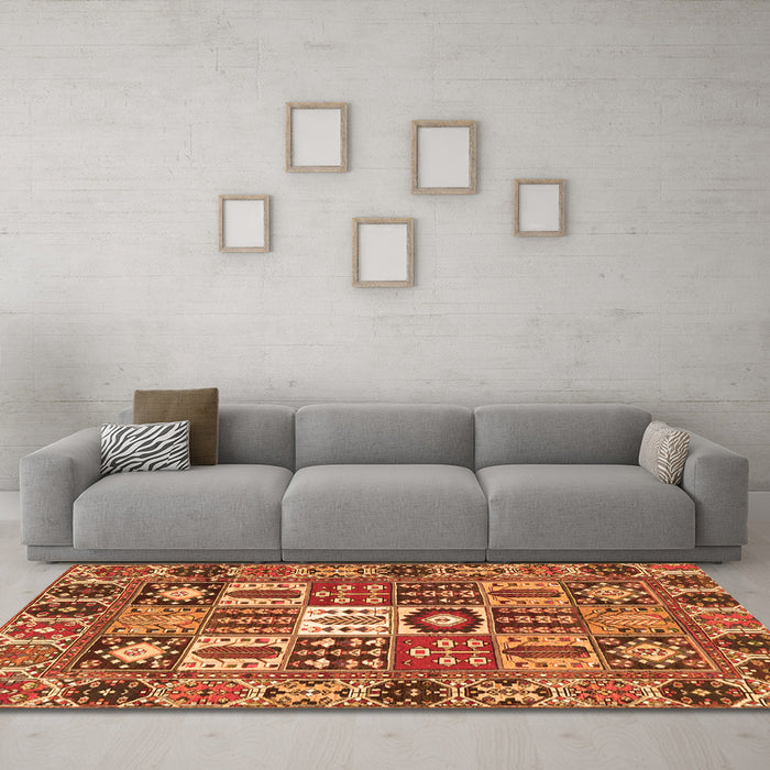 Machine Washable Persian Orange Traditional Area Rugs in a Living Room, wshtr4102org