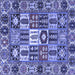 Square Machine Washable Persian Blue Traditional Rug, wshtr4102blu