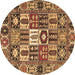 Round Machine Washable Persian Brown Traditional Rug, wshtr4102brn