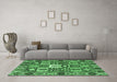 Machine Washable Persian Emerald Green Traditional Area Rugs in a Living Room,, wshtr4102emgrn