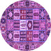 Round Machine Washable Persian Purple Traditional Area Rugs, wshtr4102pur