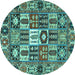 Round Persian Turquoise Traditional Rug, tr4102turq