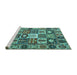 Sideview of Machine Washable Persian Turquoise Traditional Area Rugs, wshtr4102turq