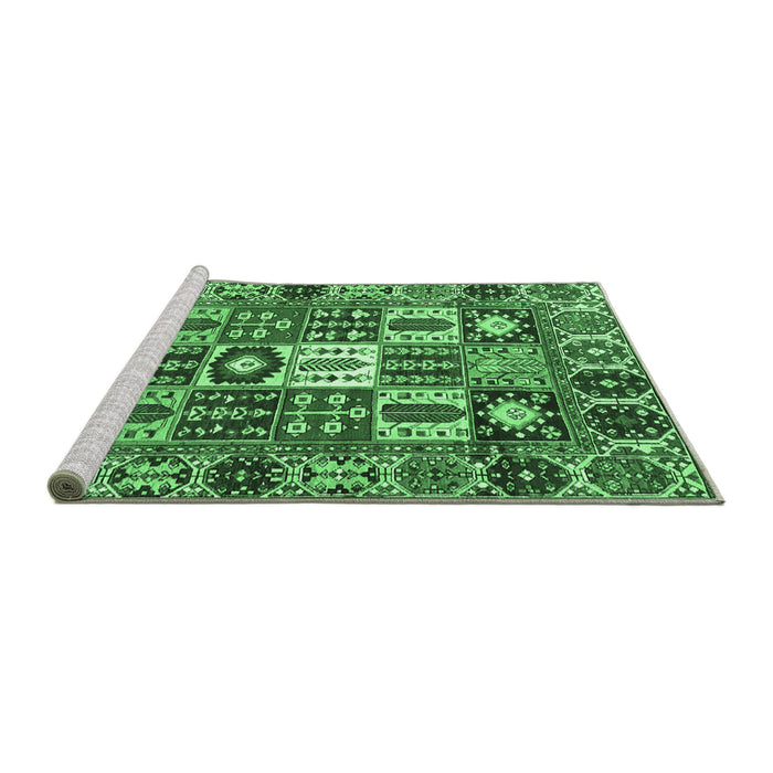 Sideview of Machine Washable Persian Emerald Green Traditional Area Rugs, wshtr4102emgrn