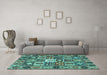 Machine Washable Persian Turquoise Traditional Area Rugs in a Living Room,, wshtr4102turq