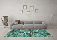 Machine Washable Persian Turquoise Traditional Rug, wshtr4102turq