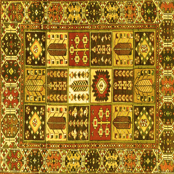 Square Machine Washable Persian Yellow Traditional Rug, wshtr4102yw
