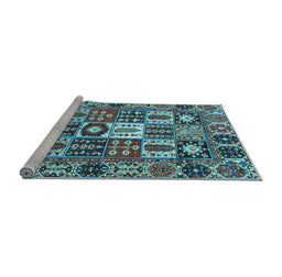 Sideview of Machine Washable Persian Light Blue Traditional Rug, wshtr4102lblu