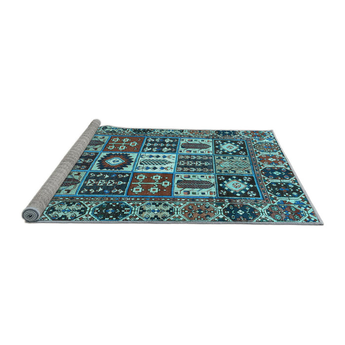 Sideview of Machine Washable Persian Light Blue Traditional Rug, wshtr4102lblu
