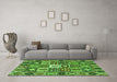 Machine Washable Persian Green Traditional Area Rugs in a Living Room,, wshtr4102grn