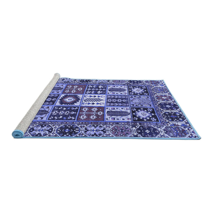 Sideview of Machine Washable Persian Blue Traditional Rug, wshtr4102blu