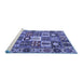 Sideview of Machine Washable Persian Blue Traditional Rug, wshtr4102blu