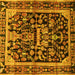 Square Machine Washable Persian Yellow Traditional Rug, wshtr4103yw