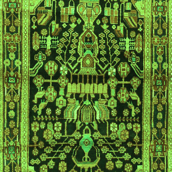 Serging Thickness of Machine Washable Persian Green Traditional Area Rugs, wshtr4103grn