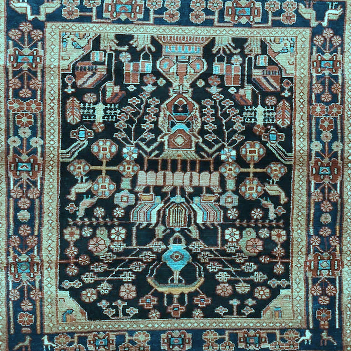 Square Machine Washable Persian Light Blue Traditional Rug, wshtr4103lblu