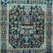 Square Machine Washable Persian Light Blue Traditional Rug, wshtr4103lblu