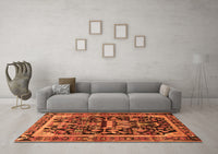 Machine Washable Persian Orange Traditional Rug, wshtr4103org