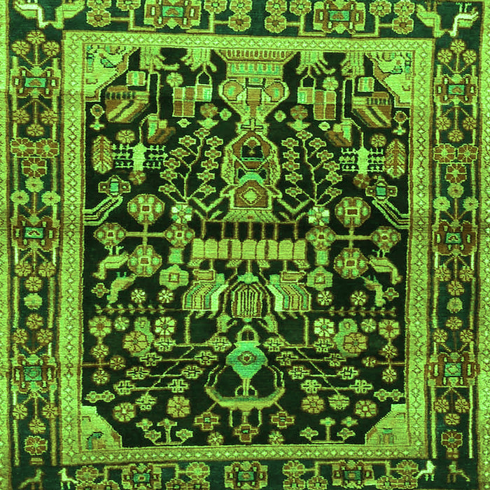 Round Machine Washable Persian Green Traditional Area Rugs, wshtr4103grn
