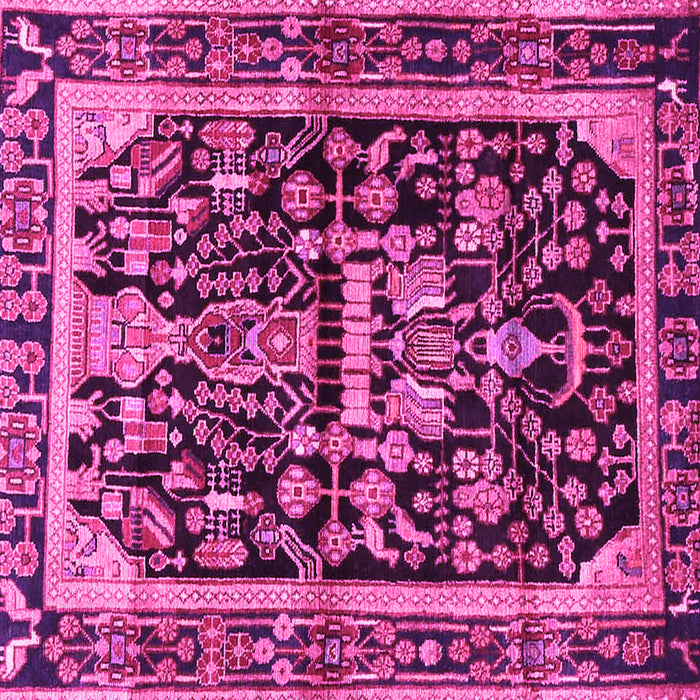 Square Machine Washable Persian Pink Traditional Rug, wshtr4103pnk