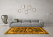 Machine Washable Persian Yellow Traditional Rug in a Living Room, wshtr4103yw