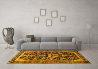 Machine Washable Persian Yellow Traditional Rug, wshtr4103yw