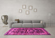 Machine Washable Persian Pink Traditional Rug in a Living Room, wshtr4103pnk