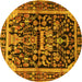 Round Persian Yellow Traditional Rug, tr4103yw