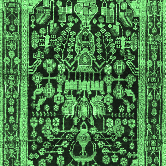 Machine Washable Persian Emerald Green Traditional Area Rugs, wshtr4103emgrn