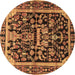 Round Persian Brown Traditional Rug, tr4103brn