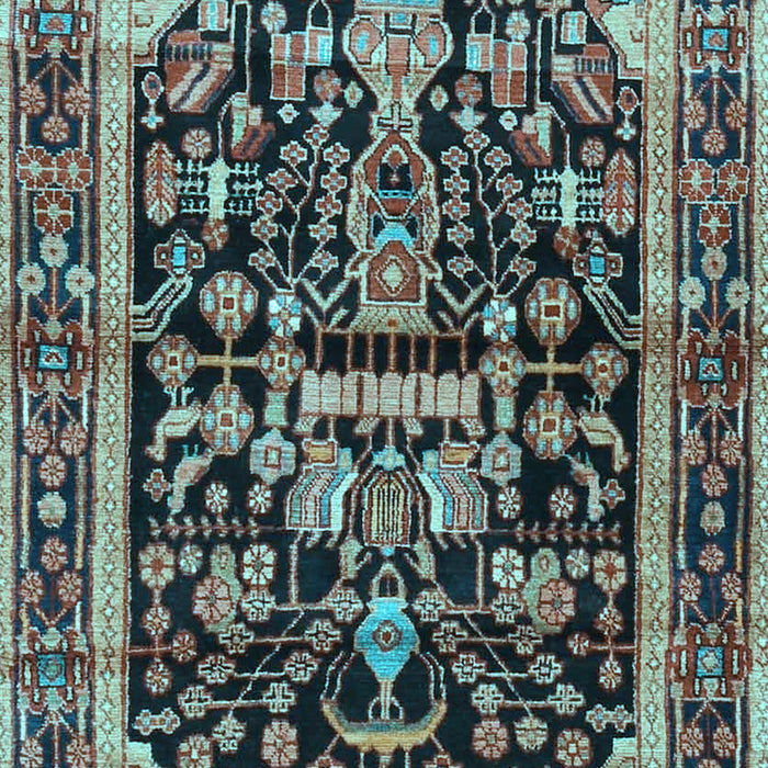 Machine Washable Persian Light Blue Traditional Rug, wshtr4103lblu