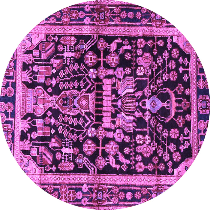 Round Persian Purple Traditional Rug, tr4103pur