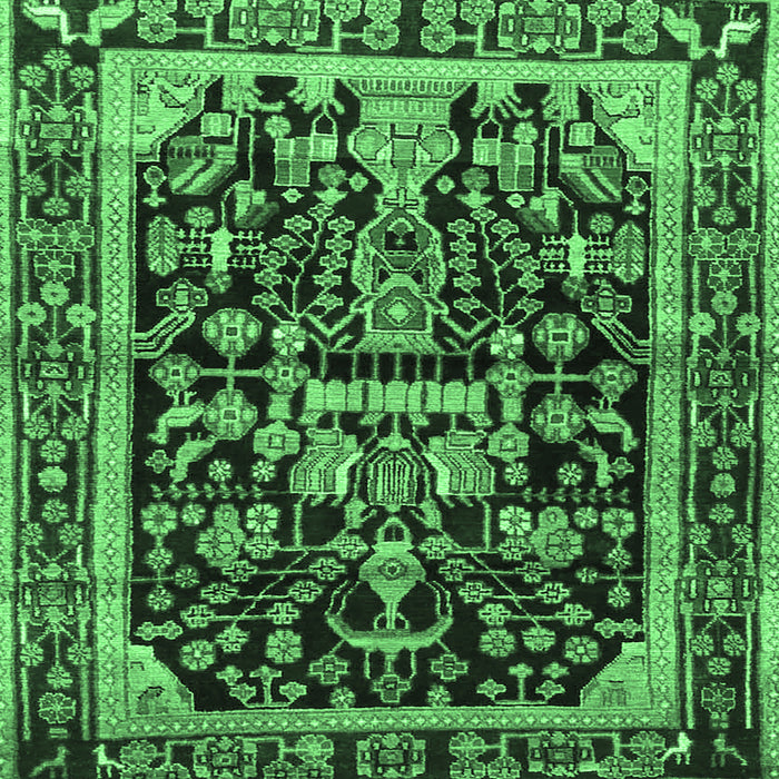 Square Machine Washable Persian Emerald Green Traditional Area Rugs, wshtr4103emgrn