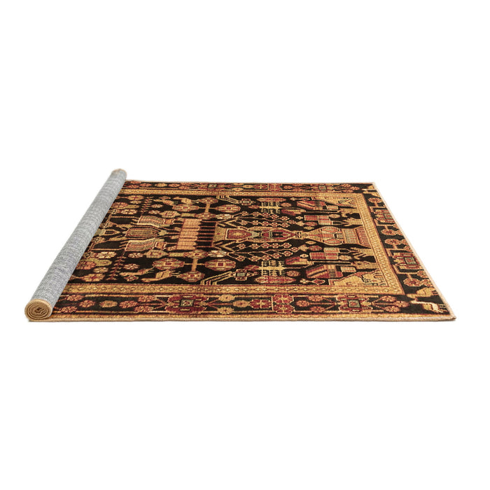 Sideview of Machine Washable Persian Brown Traditional Rug, wshtr4103brn