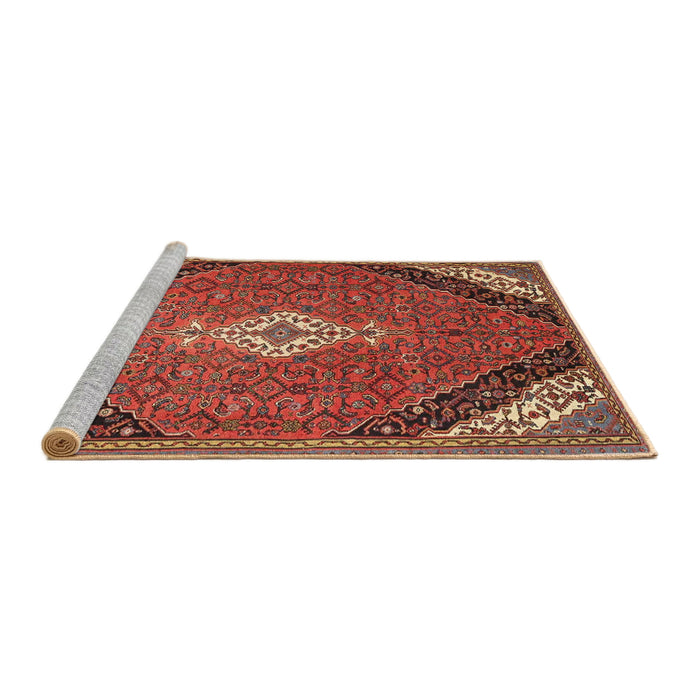 Sideview of Machine Washable Traditional Copper Red Pink Rug, wshtr4104