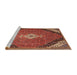 Sideview of Machine Washable Traditional Copper Red Pink Rug, wshtr4104