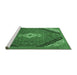 Sideview of Machine Washable Medallion Emerald Green Traditional Area Rugs, wshtr4104emgrn