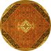 Round Medallion Yellow Traditional Rug, tr4104yw