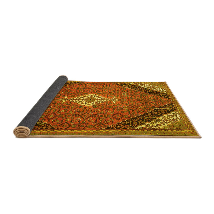 Sideview of Medallion Yellow Traditional Rug, tr4104yw