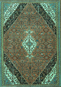 Medallion Turquoise Traditional Rug, tr4104turq