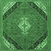 Square Machine Washable Medallion Emerald Green Traditional Area Rugs, wshtr4104emgrn