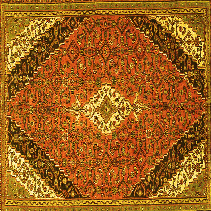 Square Medallion Yellow Traditional Rug, tr4104yw