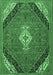 Machine Washable Medallion Emerald Green Traditional Area Rugs, wshtr4104emgrn