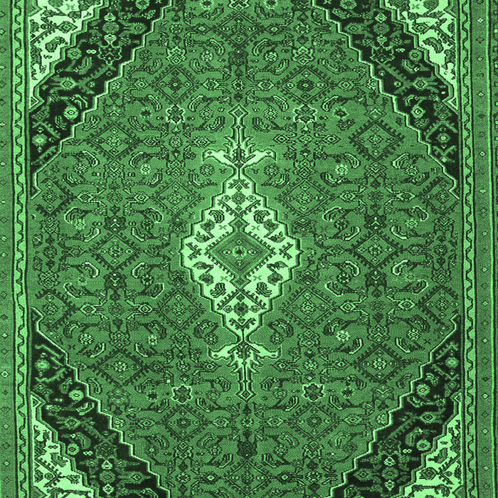 Machine Washable Medallion Emerald Green Traditional Area Rugs, wshtr4104emgrn