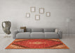 Machine Washable Medallion Orange Traditional Area Rugs in a Living Room, wshtr4104org
