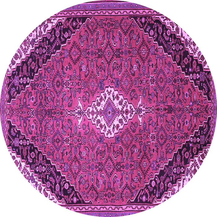 Round Medallion Purple Traditional Rug, tr4104pur