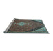 Sideview of Machine Washable Medallion Light Blue Traditional Rug, wshtr4104lblu