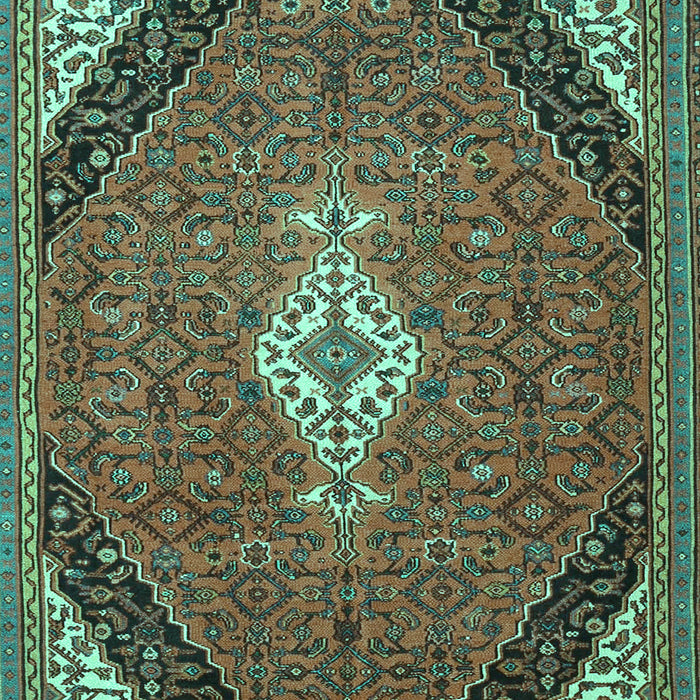 Machine Washable Medallion Turquoise Traditional Area Rugs, wshtr4104turq