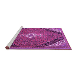 Sideview of Machine Washable Medallion Purple Traditional Area Rugs, wshtr4104pur