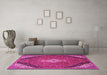 Machine Washable Medallion Pink Traditional Rug in a Living Room, wshtr4104pnk
