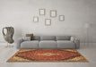 Machine Washable Medallion Brown Traditional Rug in a Living Room,, wshtr4104brn